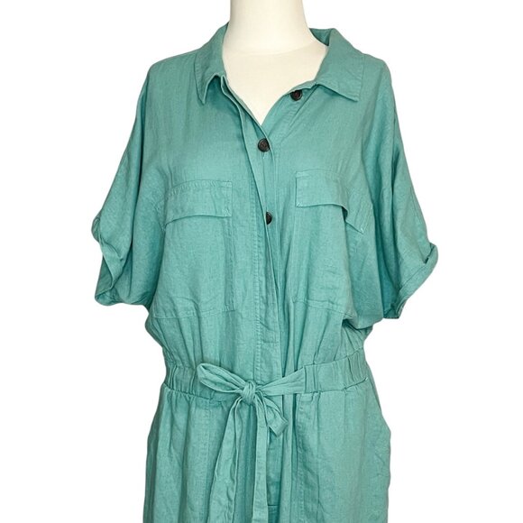 Universal Thread ½ button front green linen blend jumpsuit NWT junior’s size 17 - Picture 4 of 12